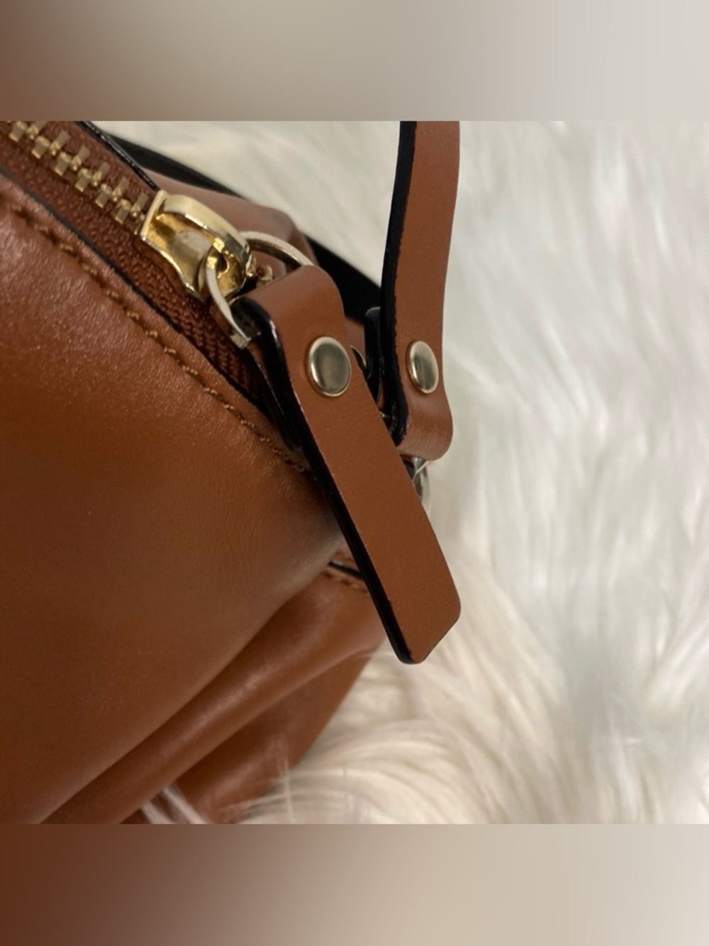 Kate Spade Brown Leather Bag with White Strap Accents - Picture 6 of 7